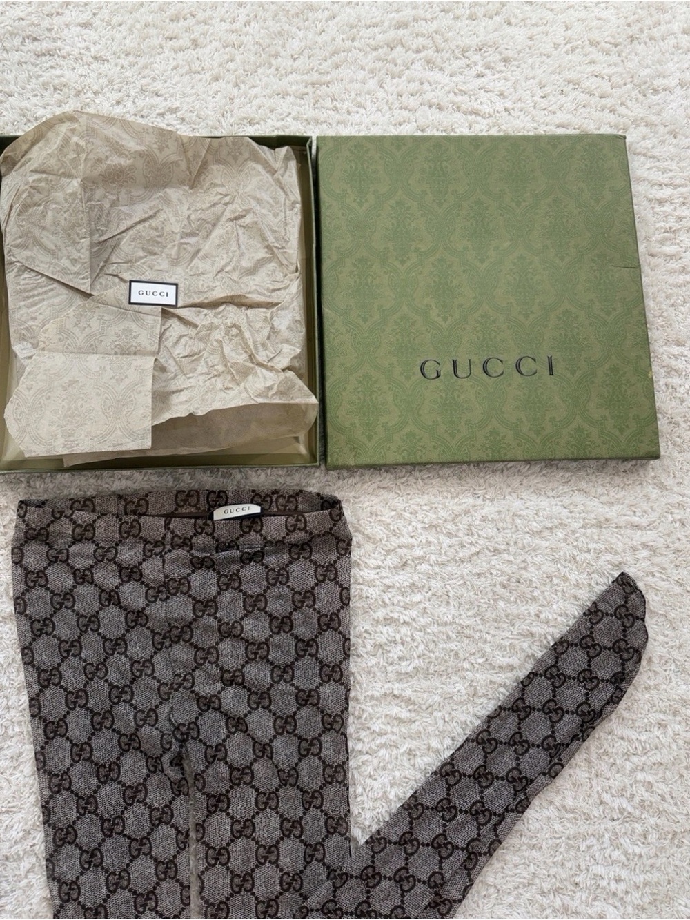 Gucci Brown/Taupe GG Logo Wool Scarf